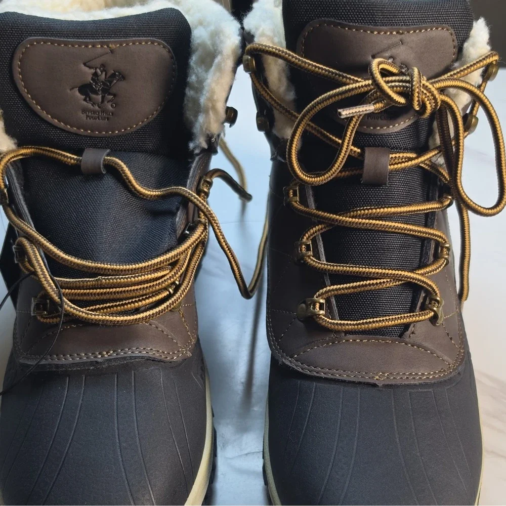 Beverly Hills Polo Club Men's‎ Brown/Black Faux Fur Lined Snow Boots 10M